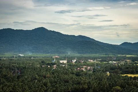 Mountain shadow with bright sky at early in the morning from flat angle Фото