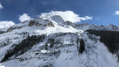 Mountain Shadow Sun Snow Pine Tree Video stock 156940117