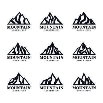 Mountain Shape Logo Design Vector Set Stock Illustration