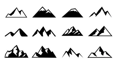 Mountain Shapes Vector Icon Set Stock Illustration