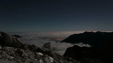 Mountain shelter at night Stock Footage 101748250