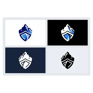 Mountain Shield Logo Design Set Stock Illustration