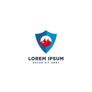 Mountain shield protection logo template vector illustration Stock Illustration