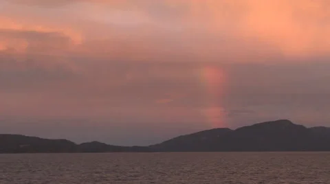 Mountain Shoreline at Sunset Stock Footage 33604780