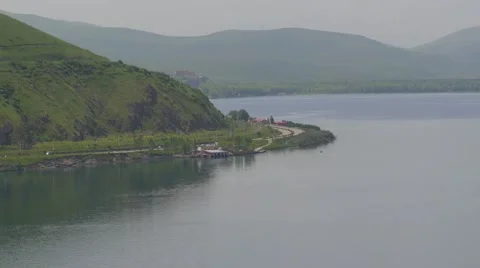 Mountain Side Road next to the Ocean Stock Footage 53232625