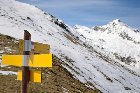 Mountain signposts Stock Photos