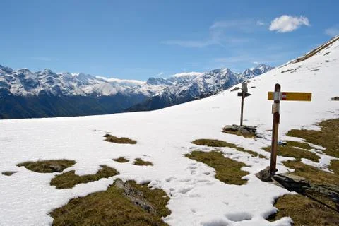 Mountain signposts Stock Photos