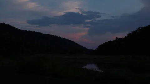 Mountain Silhouette against Sky with Clouds - Sunset Evening Concept Stock Footage 81590731