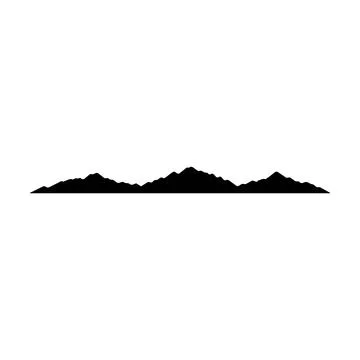 Mountain silhouette icon vector symbol of rock hills design element in a gl.. Stock Illustration