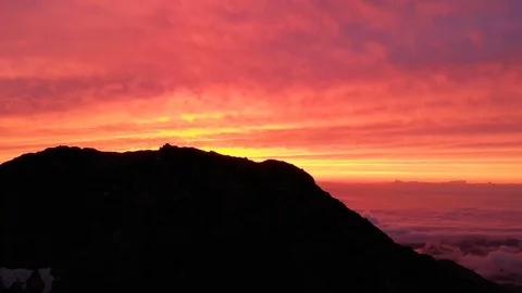 Mountain Silhouette Sunset Stock Footage 95969556