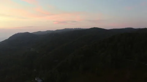 Mountain silhouette at sunset light Stock Footage 219848307