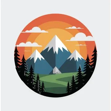 Mountain Silhouette Vector  Minimal Landscape Design Stock Illustration