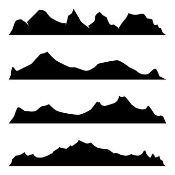 Mountain silhouette on white background, simple design vector Stock Illustration