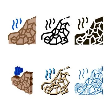 Mountain simplified collapse icon vector outline Stock Illustration