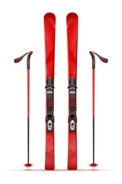 Mountain ski and stick vector illustration Stock Illustration