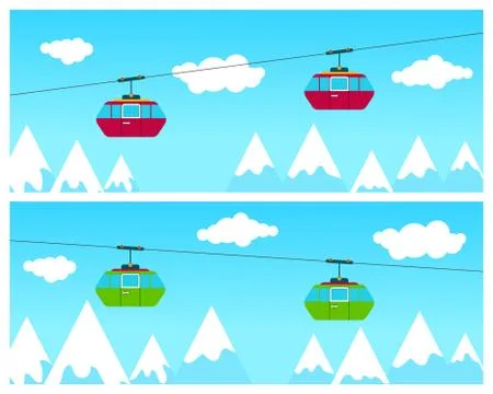 Mountain Ski Cableway Stock Illustration