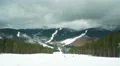 The mountain ski resort time lapse - foggy cyclone weather 4k or 4k+ Resolution
