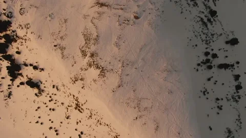 Mountain Ski Slope Plow Overhead Shot Stock Footage 229795346