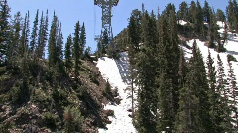 Mountain ski tram at peak M HD Stock Footage 139293