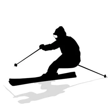 Mountain skier  speeding down slope. vector sport silhouette. Stock Illustration