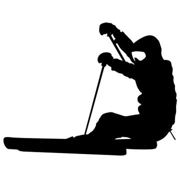 Mountain skier  speeding down slope. Vector sport silhouette. Stock Illustration