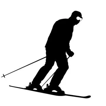 Mountain skier speeding down slope sport silhouette Stock Illustration
