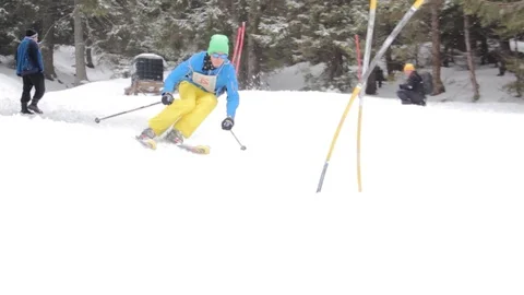 Mountain skiing competition Stock Footage 90814061