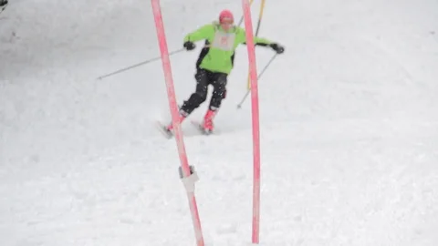 Mountain skiing competition Stock Footage 90814087