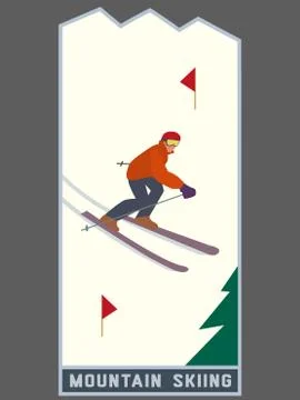 Mountain skiing icon Stock Illustration