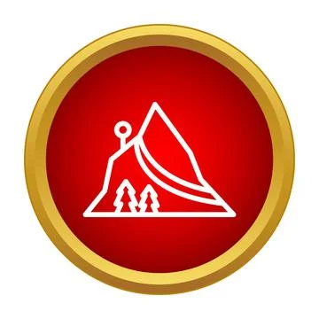 Mountain skiing resort icon red circle button Illustration