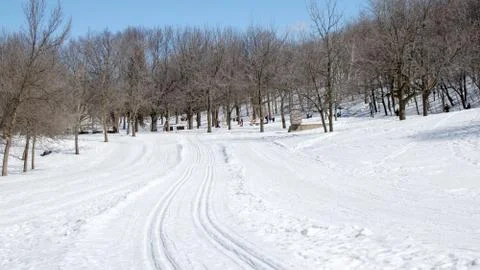 Mountain Skiing Trails Stock Photos