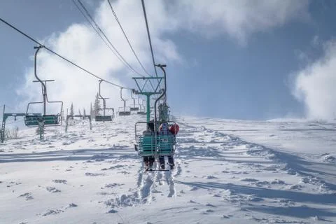 Mountain skiing view Stock Photos
