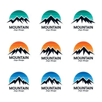 Mountain &amp; Sky Logo Design Vector Set Stock Illustration