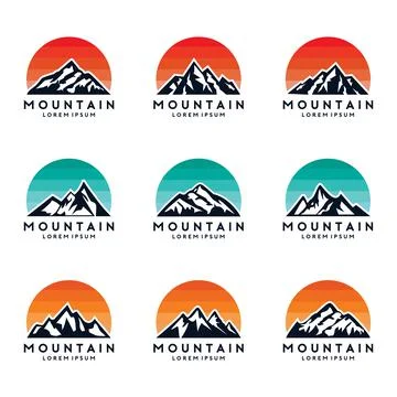 Mountain &amp; Sky Logo Template Set Stock Illustration