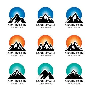Mountain  Sky Logo Template Vector Set Stock Illustration