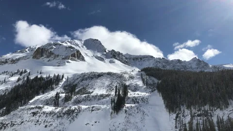 Mountain Sky Sun Snow Pine Tree Stock Footage 156940174