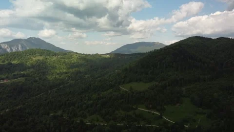 Mountain skyline with green forest Stock Footage 297254579