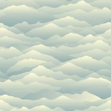Mountain skyline seamless pattern. Abstract wavy background. Nat Stock Illustration