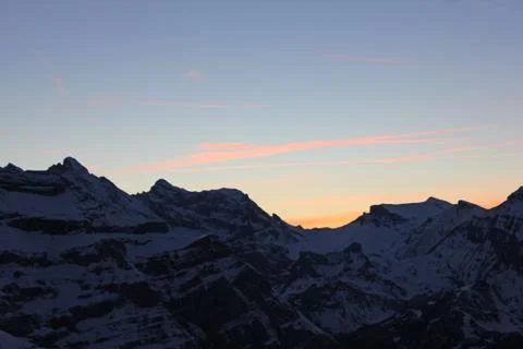 Mountain skyline with at the sunset Stock Photos