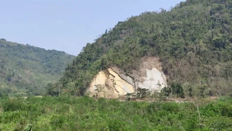 Mountain with a slipped off part Stock Footage 282219172