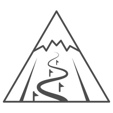 Mountain slope for descent thin line icon, World snowboard day concept, ski Stock Illustration