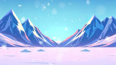 Mountain Slope with Snow Ice Ground During Dawn Animation Unit Stock Footage 305229449