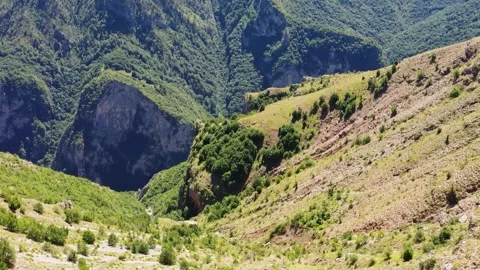 Mountain slopes and forested landscape in Bosnia aerial view Stock Footage 327070677