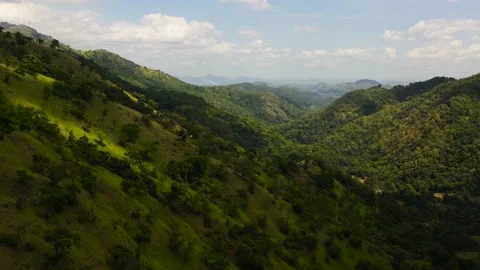 Mountain slopes covered with rainforest and jungle View from above.Sri Lanka. Stock Footage 220048737