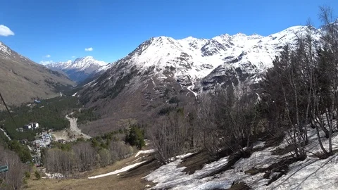 Mountain slow motion view on a bright sunny day Stock Footage 89815840