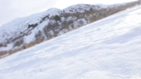 Mountain snow close-up steps (close-up) Stock Footage 145654384