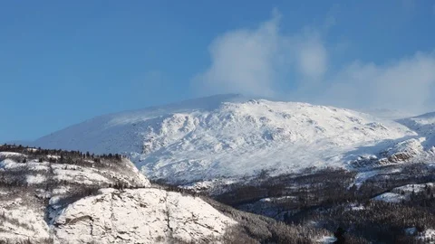 Mountain Snow Landscape - Winter 4k Time Lapse - Norway Nature Timelapse Stock Footage 121585821