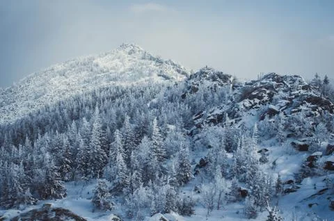Mountain in the snow Stock Photos