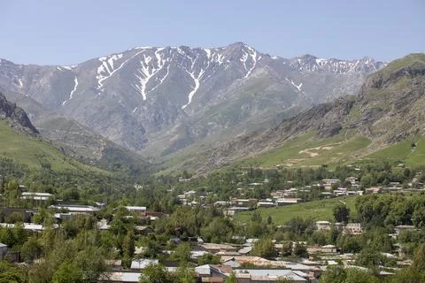 A mountain with snow in side 写真素材