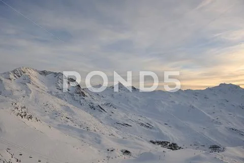 Mountain snow sunset Stock Photos